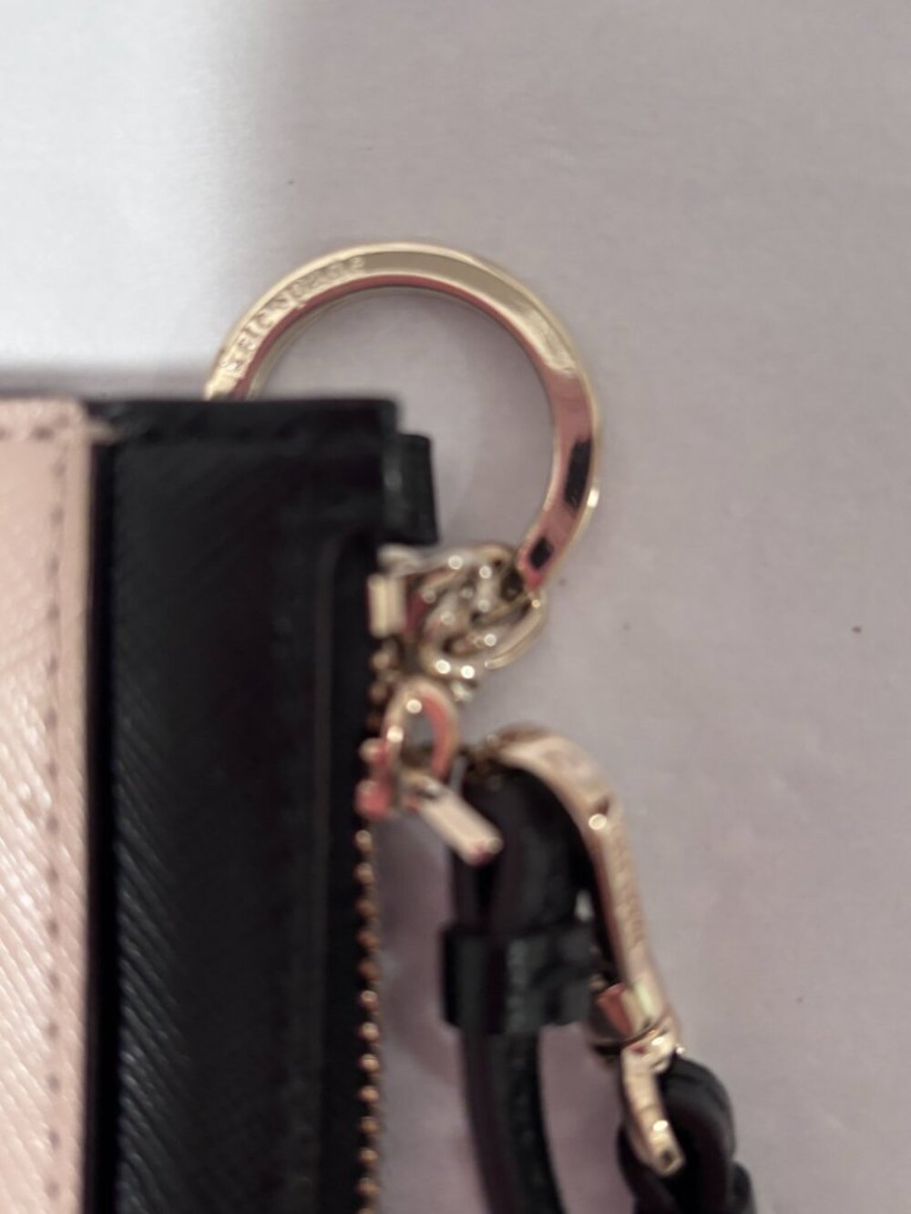 Kate Spade Spencer Cardholder Wristlet Warm Beige Black Saffiano Leather - Picture 2 of 4